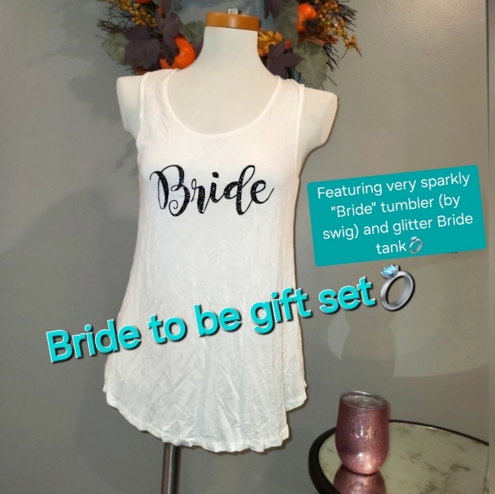 Bride Tank top and Sparkly Bride (Swig) Tumbler Gift Set